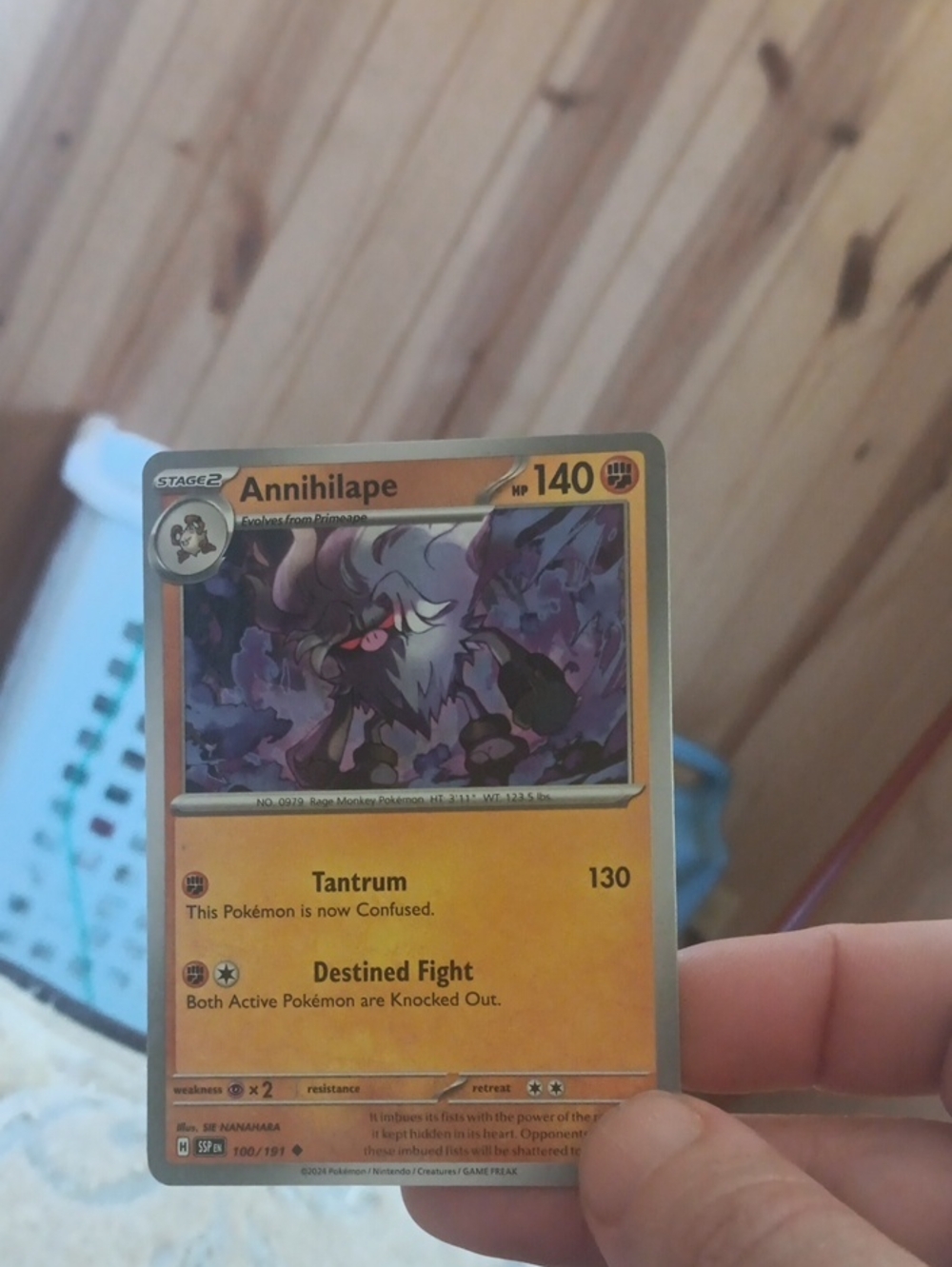 Pokemon Annihilape Holo Card - Orange & Purple Accents